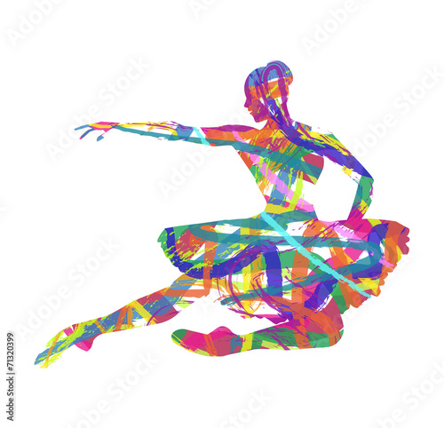 silhouette astratta di ballerina composta da colori