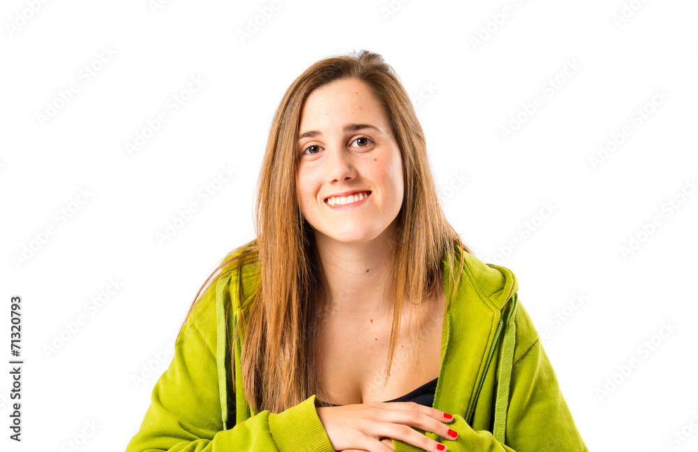 Pretty young girl wearing urban style with basketball Pretty young girl wearing urban style with basketball