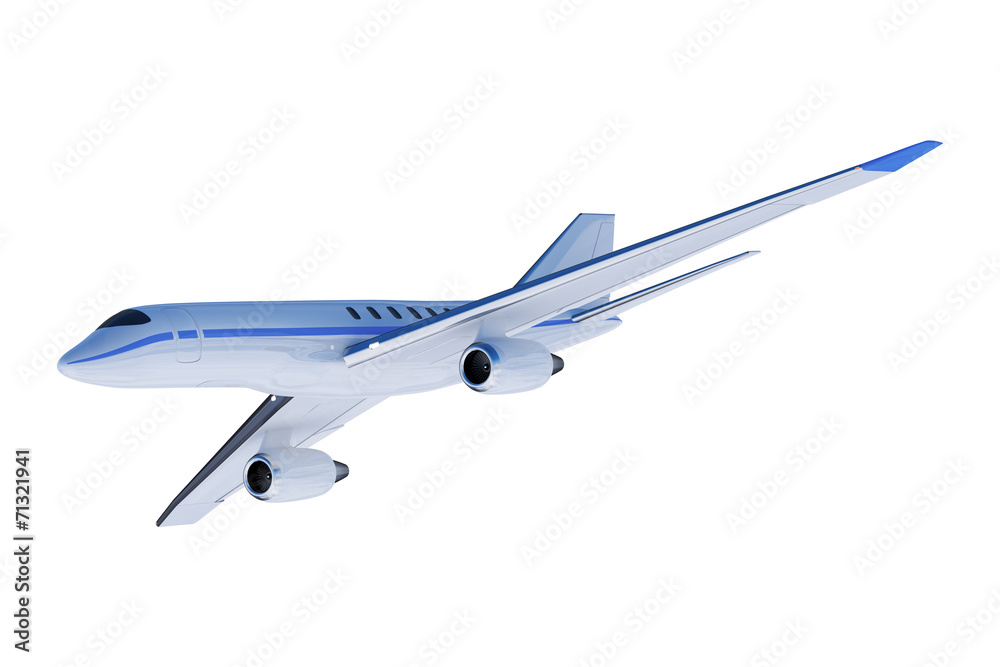 Private jet on white, ready for your sky background Private jet on white, ready for your sky background