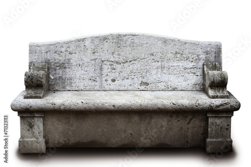 stone bench on white background photo