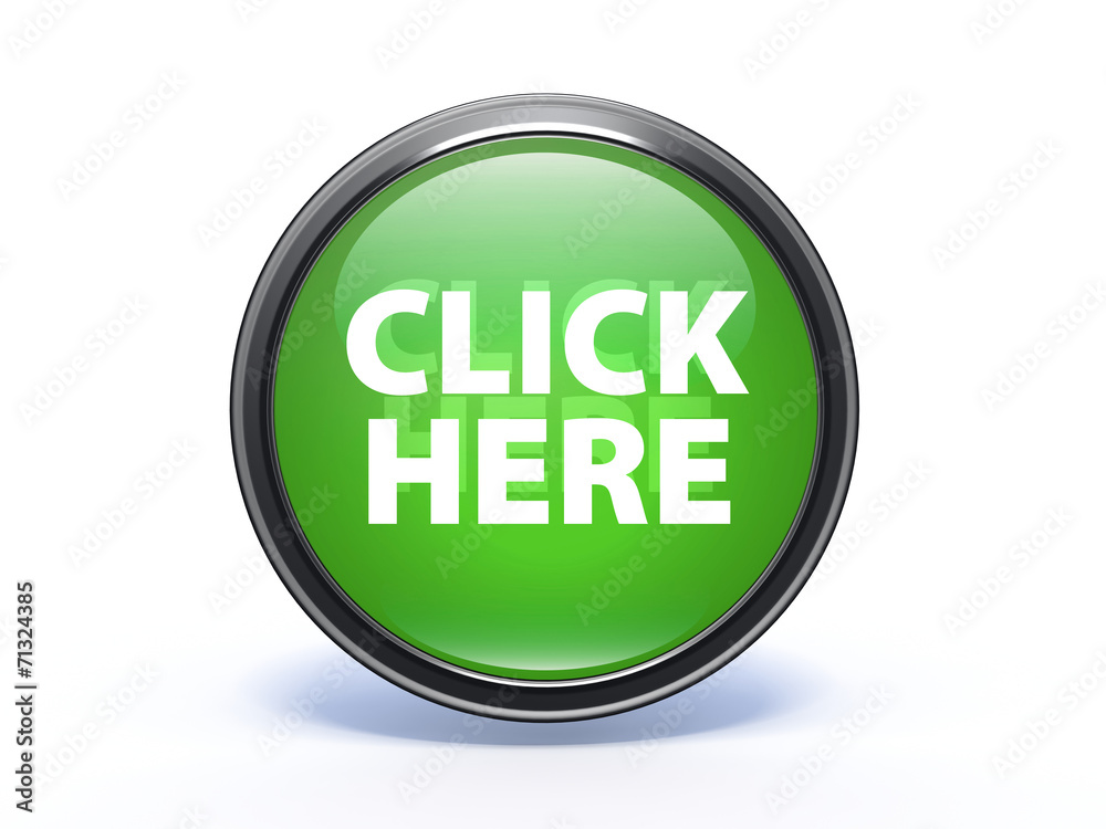 Click here circular icon on white background Click here circular icon on white background