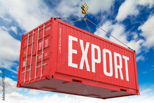 Export - Red Hanging Cargo Container. photo