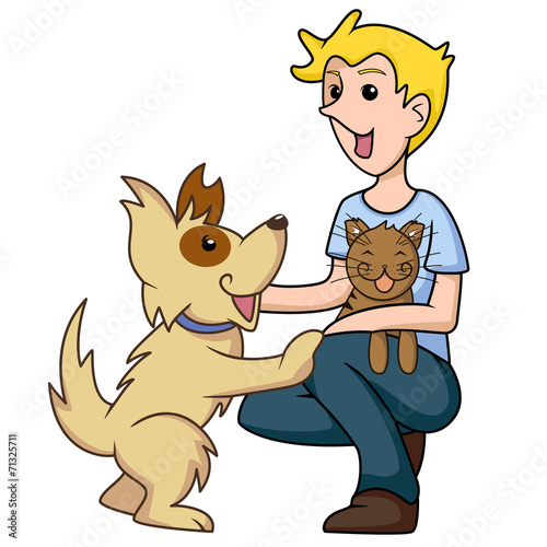 Pet adoption, cat and dog, animal lover, vector illustration