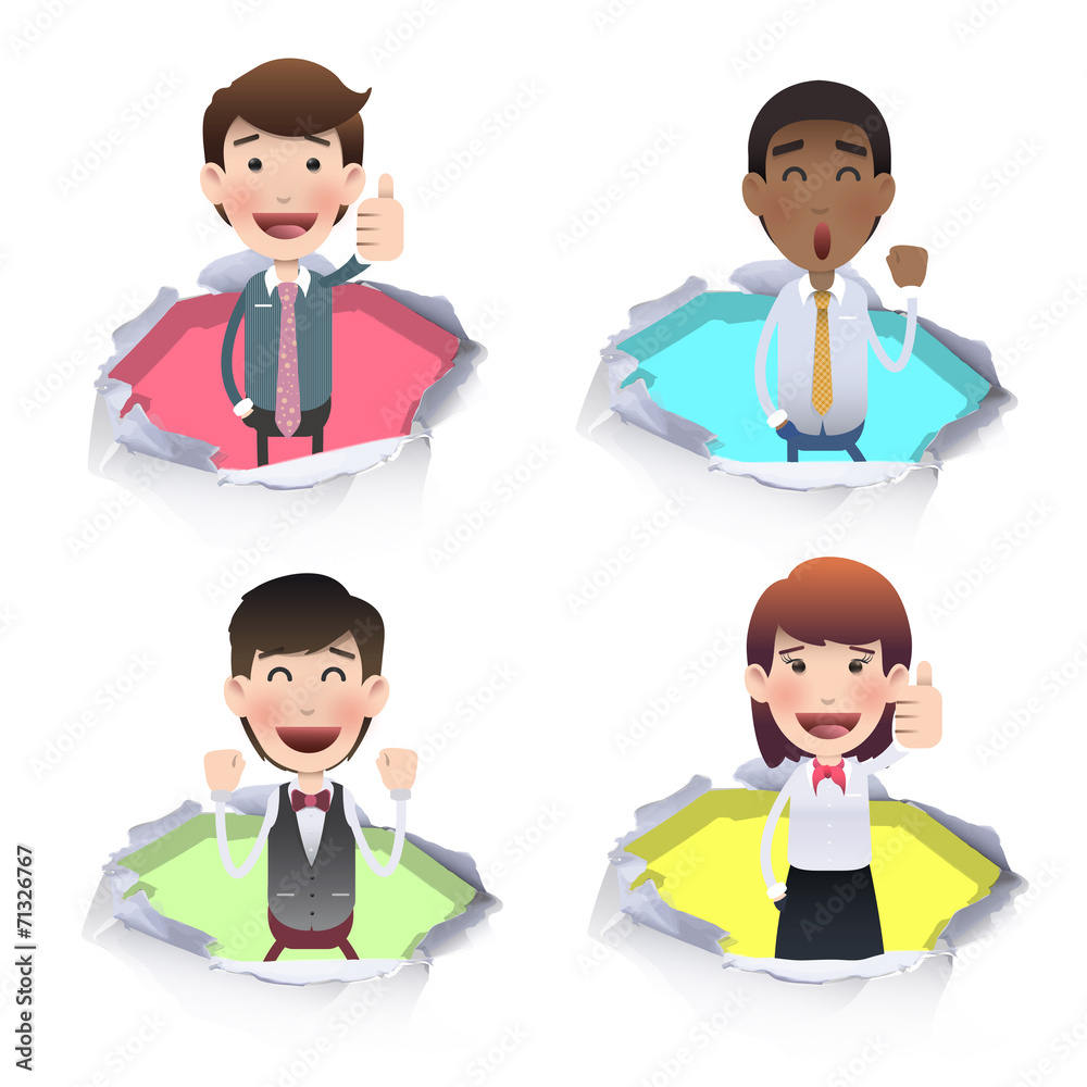 Business people inside hole paper. Vector design. Business people inside hole paper. Vector design.
