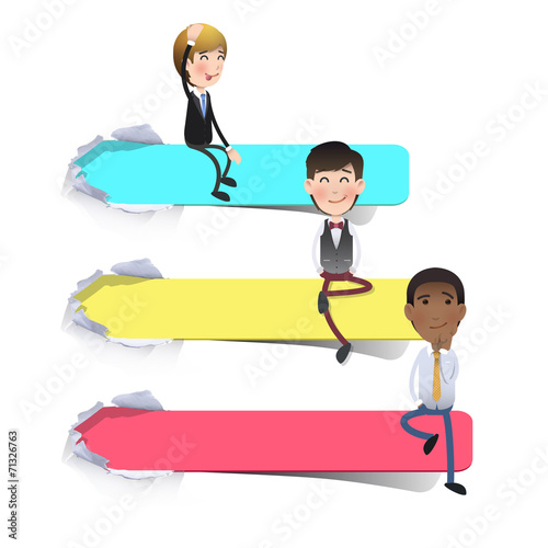 Business people on textured color lines. Vector design.