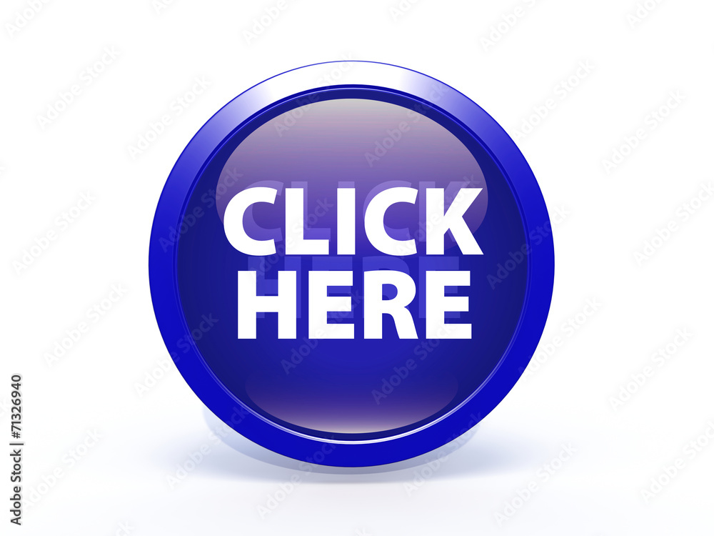 Click here circular icon on white background Click here circular icon on white background