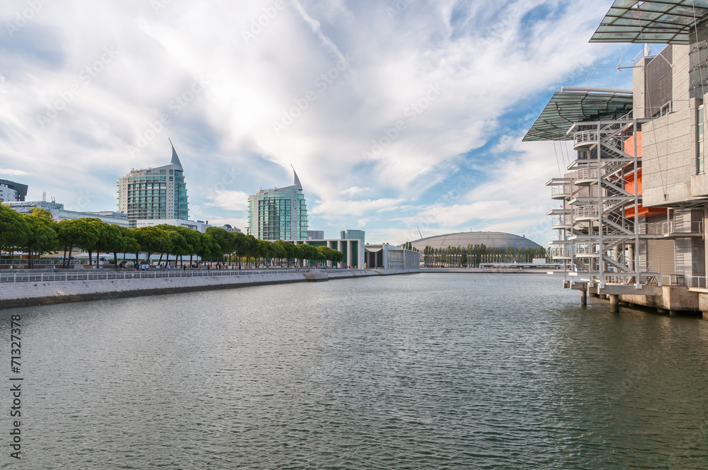 Modern buildings in Lisbon Park of Nations