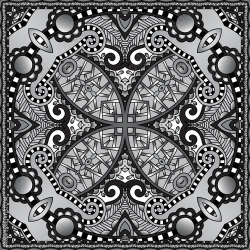 grey ornamental floral paisley bandanna