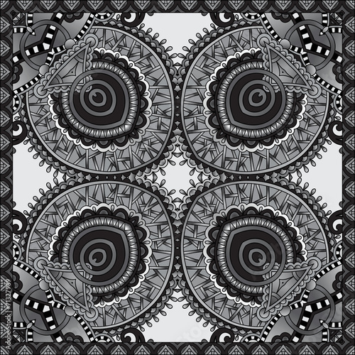 grey ornamental floral paisley bandanna