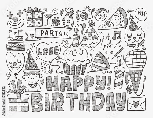 Doodle Birthday party background © notkoo2008
