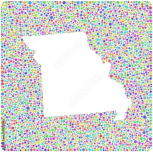 Map of Missouri - USA - in a mosaic of harlequin bubbles