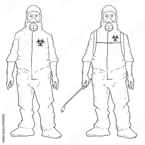 Man in protective suit, sketchy Vectors