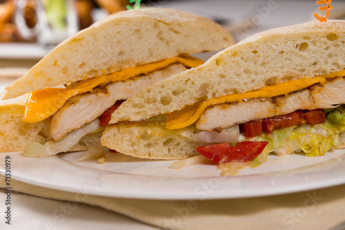 Close Up of Ciabatta Roll Sandwich