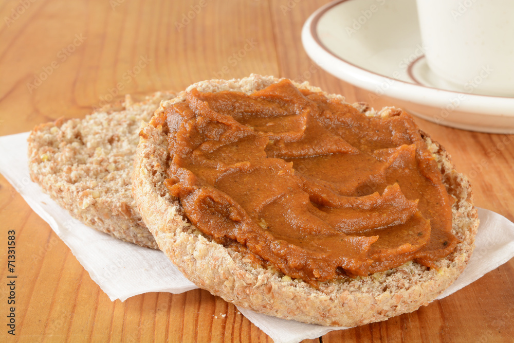 English muffin with pumpkin butter English muffin with pumpkin butter