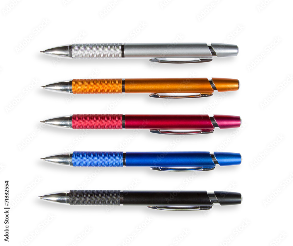 Set of colored pens isolated on white background Set of colored pens isolated on white background
