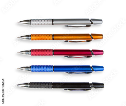 Set of colored pens isolated on white background