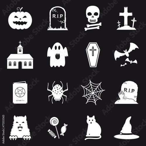 Collection of 16 halloween icons. Vector illustration.