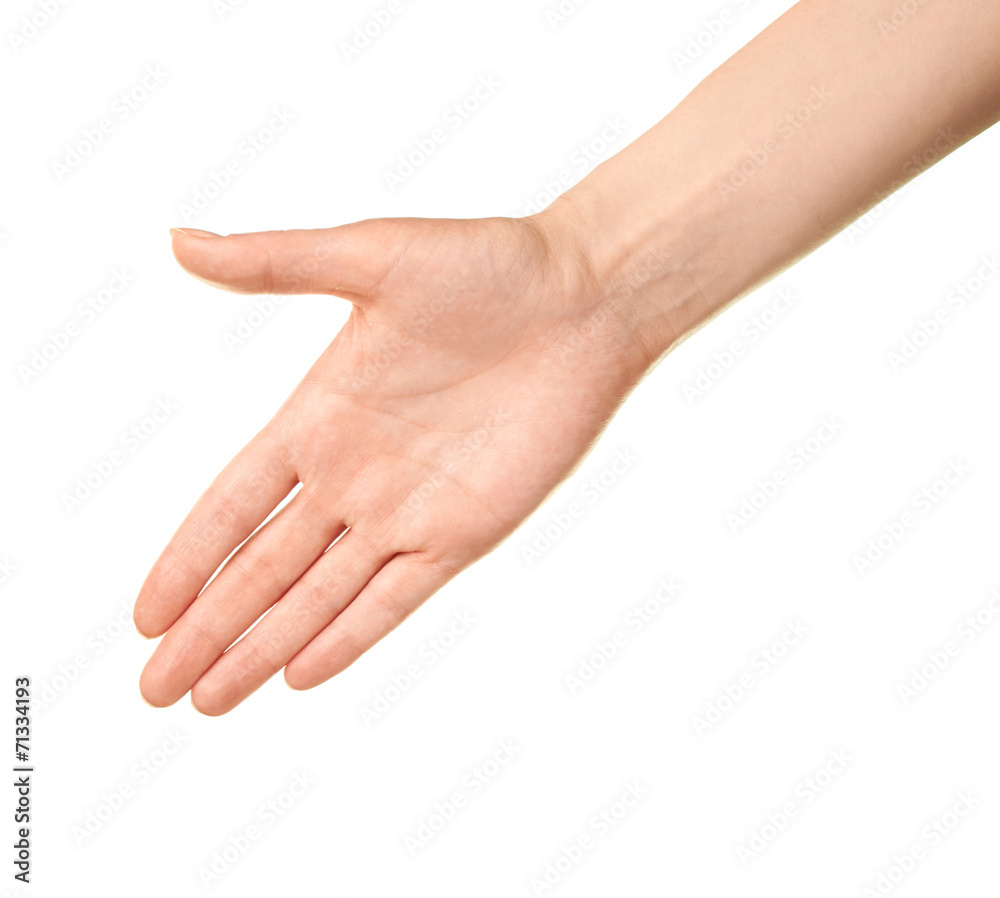 Female caucasian hand gesture isolated