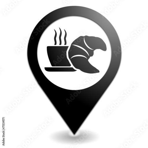 petit déjeuner sur symbole localisation noir