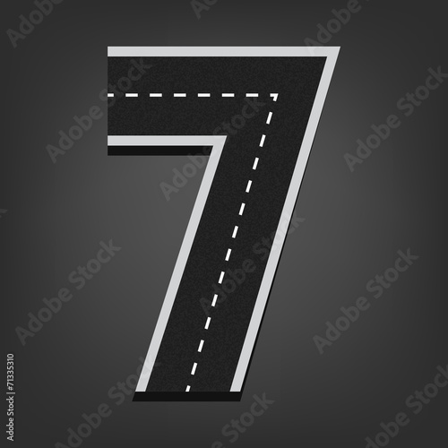 Seven number. Road font