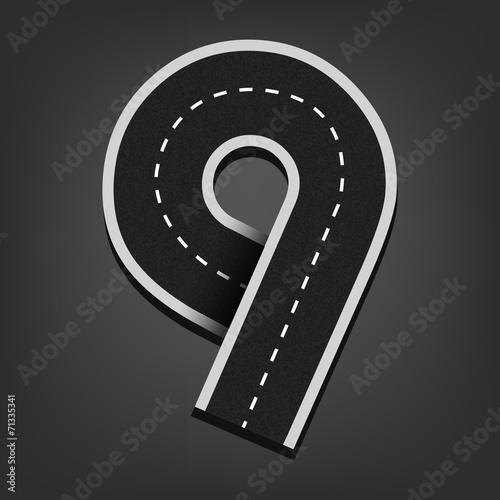 Nine number. Road font