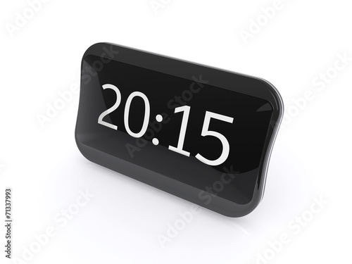 New black shining digital clock isolated on white