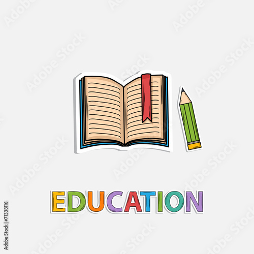 Concept Icon education: pencil book shadow. Sticer