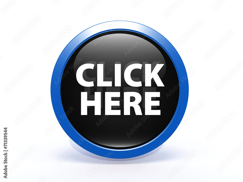 Click here circular icon on white background Click here circular icon on white background
