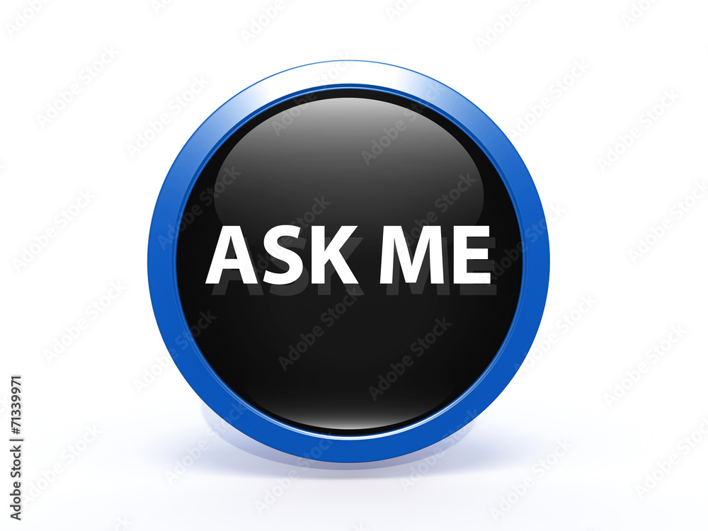 ask me circular icon on white background ask me circular icon on white background