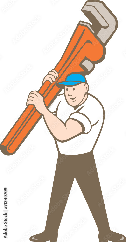 Plumber Carrying Monkey Wrench Cartoon Plumber Carrying Monkey Wrench Cartoon