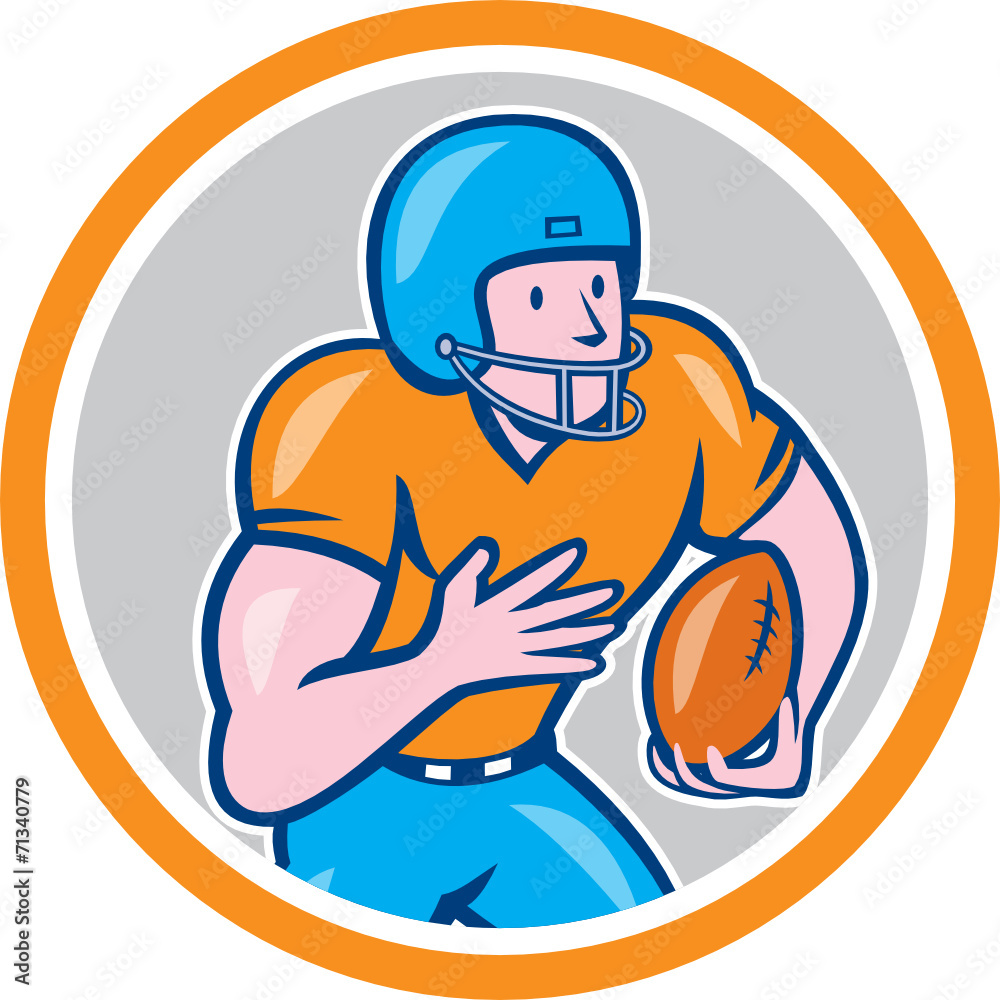 American Football Receiver Running Ball Circle Shield