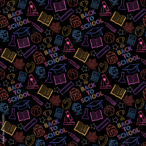 Neon seamless pattern shcool