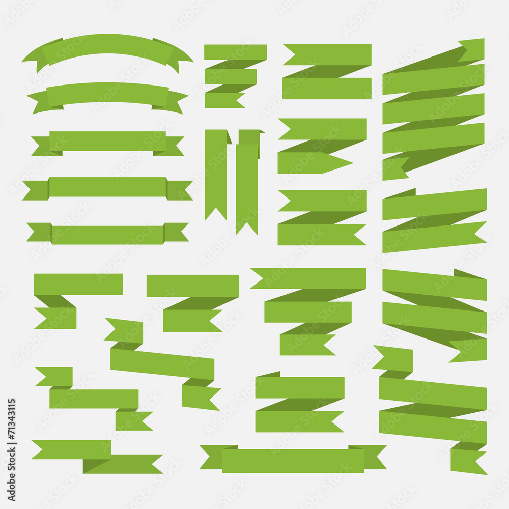 Green ribbons set isolated on white background.Vector Green ribbons set isolated on white background.Vector