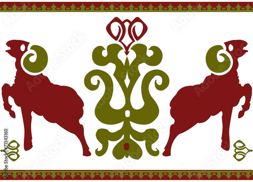 Seamless ethnic ornament with aries