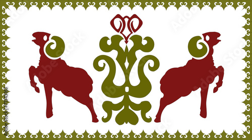 Ethnic ornament with stylized aries
