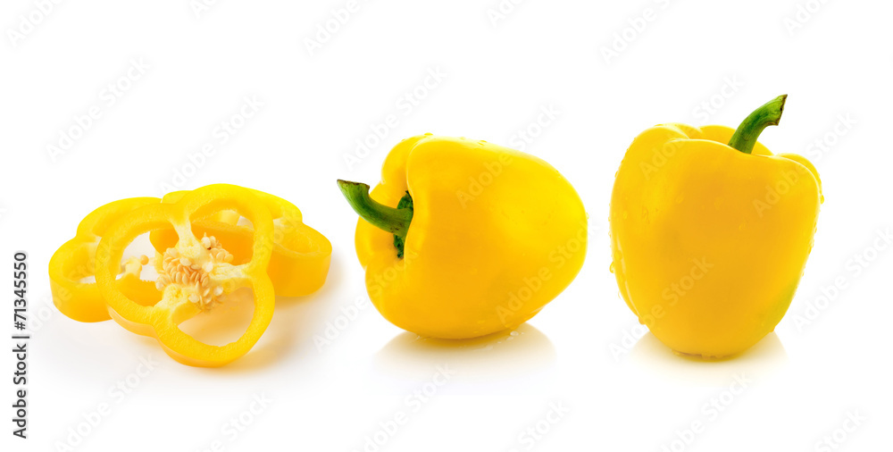 yellow pepper on white background