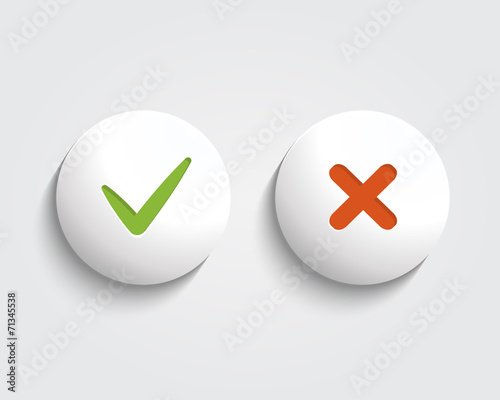 Vector Yes, No checkmark on buttons or circles