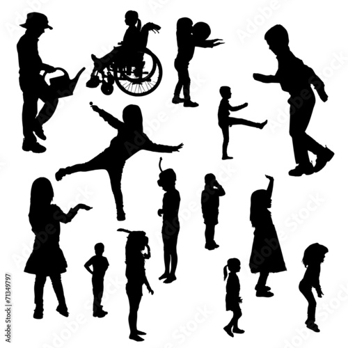 Vector silhouettes of children.