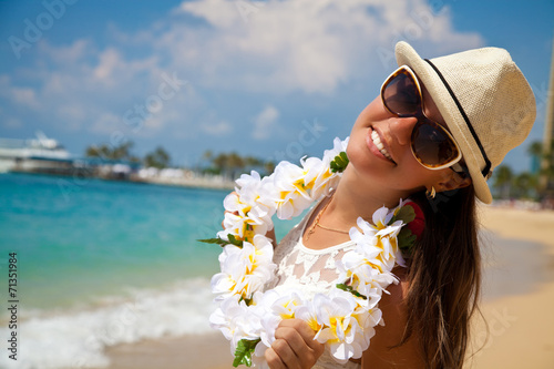 portrait of a beautiful young girl on the beach