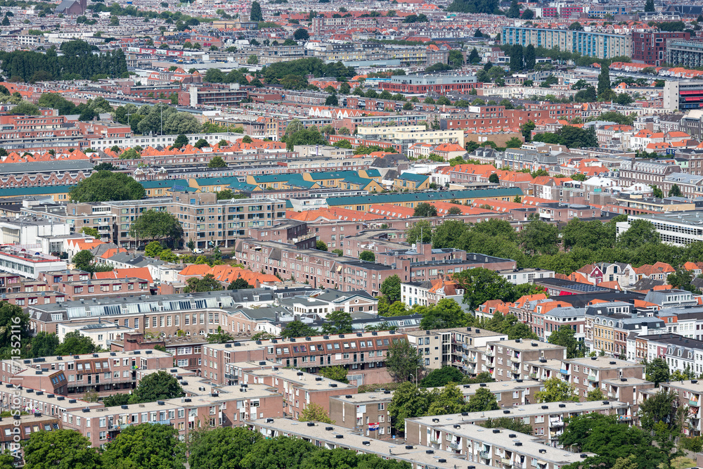 Aerial cityscape residential area of The Hague