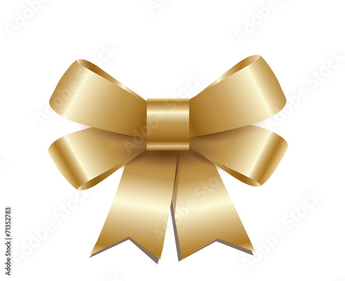 Golden bow isolated on white background