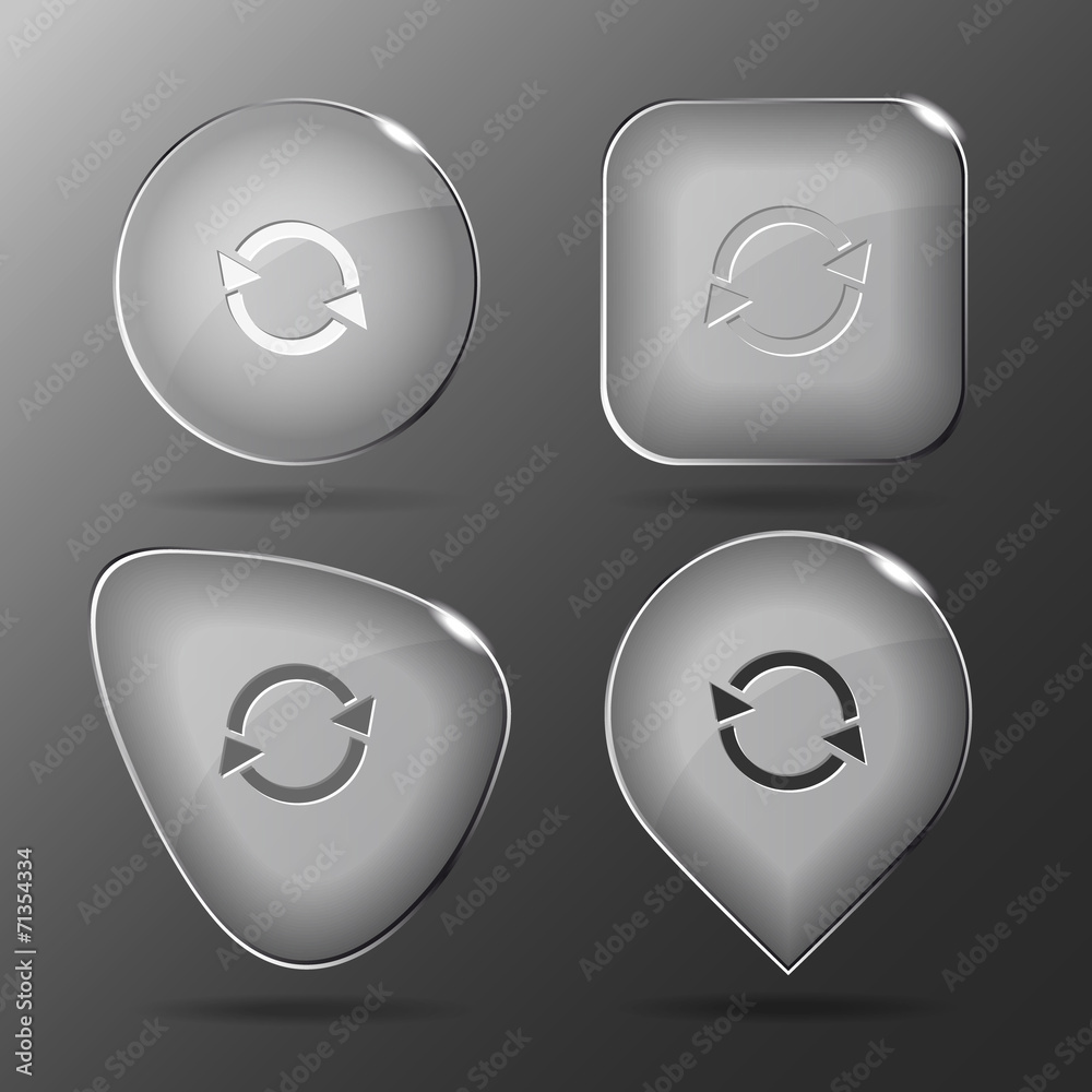 Recycle symbol. Glass buttons. Vector illustration. Recycle symbol. Glass buttons. Vector illustration.