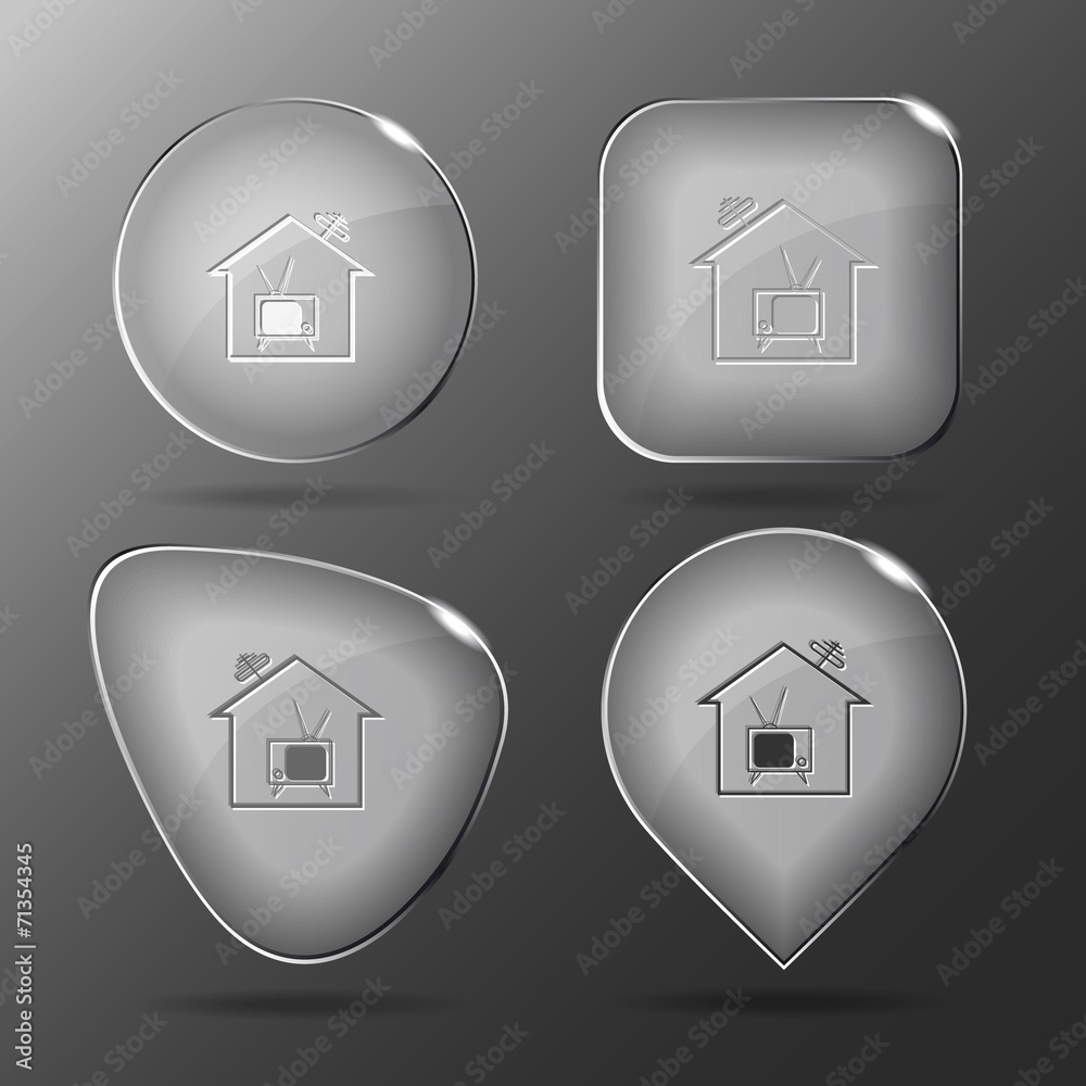 Home TV. Glass buttons. Vector illustration. Home TV. Glass buttons. Vector illustration.