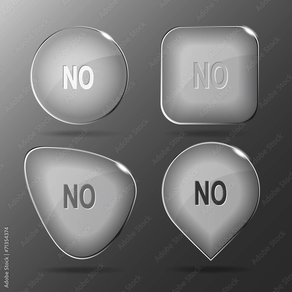 No. Glass buttons. Vector illustration. No. Glass buttons. Vector illustration.