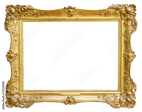 Gold vintage frame isolated on white background