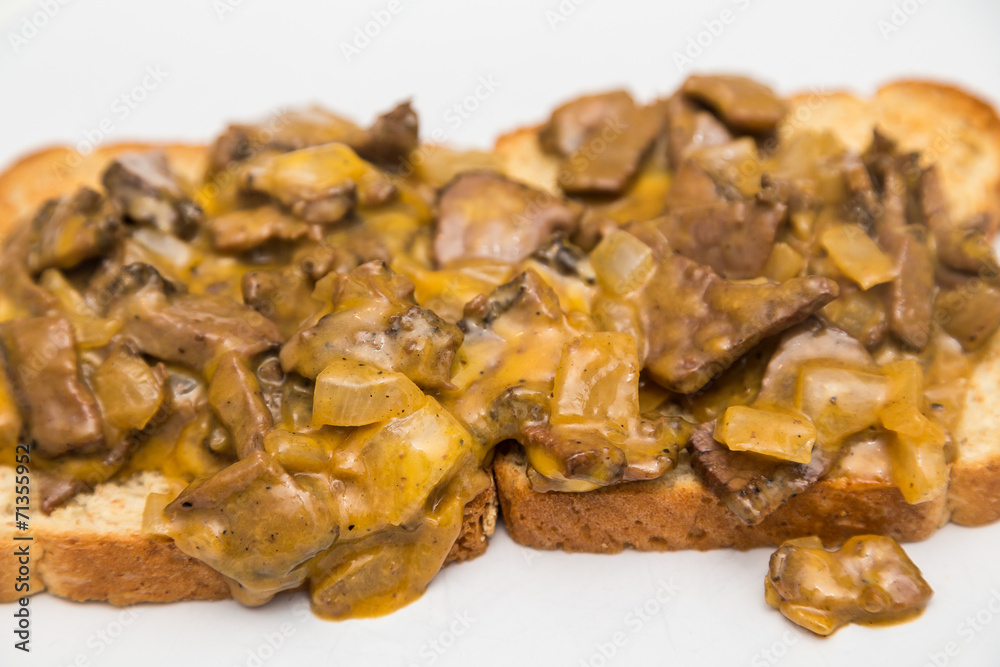 Open Faced Beef and Onion Sandwich with Cheese