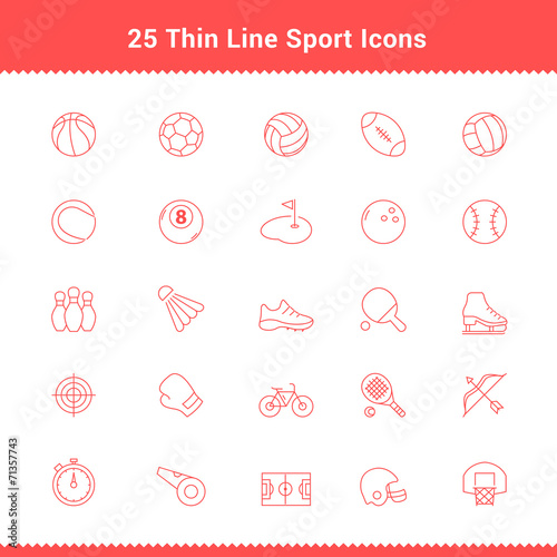 Set of Thin Line Stroke Sport Icons