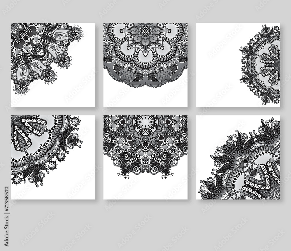 grey set of decorative floral greeting cards in vintage style, e grey set of decorative floral greeting cards in vintage style, e