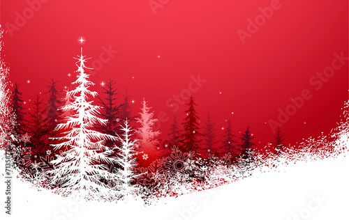 christmas tree on snowcapped