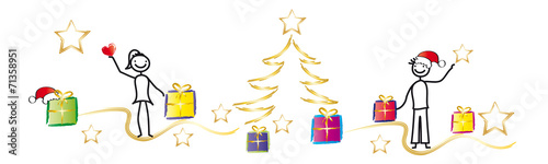 Frohe Weihnachten - viele bunte Geschenke liegen unter dem Tannenbaum. xmas, x-mas